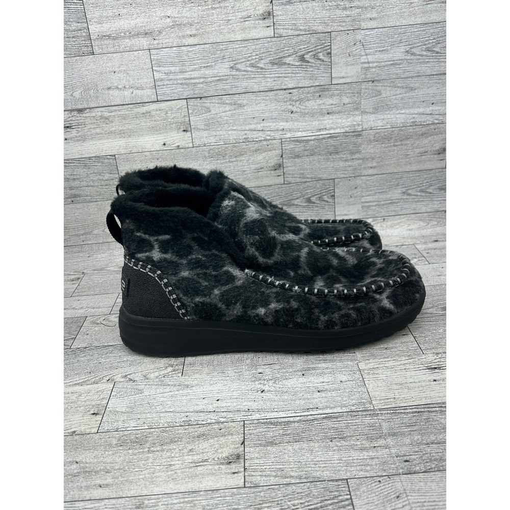 Hey Dude Denny Marble Leopard Grey Black Faux Fur Lined Ankle Boots Women Sz 10 - Picture 14 of 16